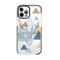 iPhone 11 Pro Max Casetify Polygon Deer Desenli Anti Shock Premium Silikonlu Siyah Kenar Detaylı Tel