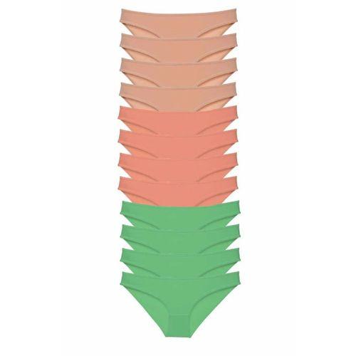 12 adet Süper Eko Set Likralı Kadın Slip Külot Ten Pudra Yeşil