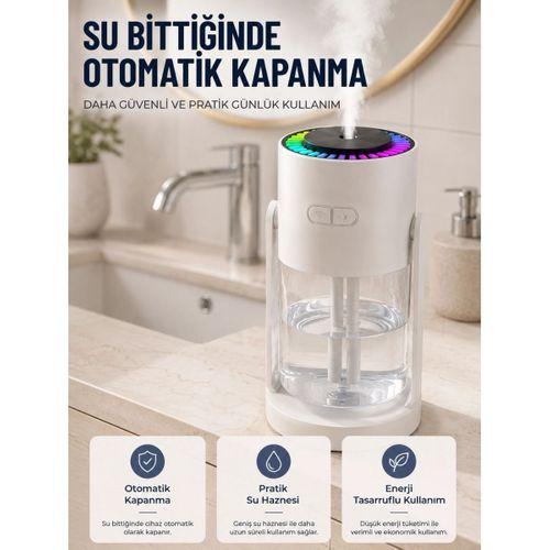 Led Işıklı Hava Nemlendirme Cihazı Şeffaf Su Hazneli Sessiz Masaüstü Nemlendirici