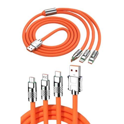 120w 3 İn 1 Uyumlu Silikon Şarj Kablosu Hızlı Şarj Kablosu