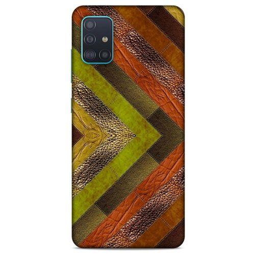 Samsung Galaxy A51 Kılıf Patchwork (10) Full Koruma Kılıfı Yeşil Turuncu