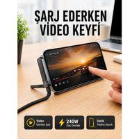 Katlanabilir Telefon Standlı 240w Type-c Hızlı Şarj Kablosu