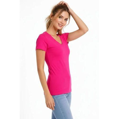 3lü V Yaka Tişört – Kısa Kollu Yazlık Slim Fit Body - Pembe, Açık Mavi, Ekru