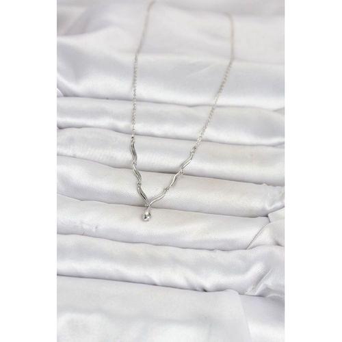Pirinç Gümüş Renk Damla Model Kadın Kolye