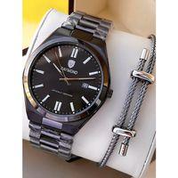 Raymond Nişan Ve Damatlara Özel Çelik Kordon 2 Yıl Garantili 5 Atm Erkek Kol Saati+Bileklik RMD.26