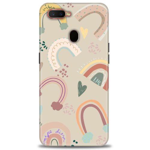 Oppo A5S Kılıf HD Baskılı Kılıf - Kahve Gökkuşağı + Tam Ekran Koruyucu