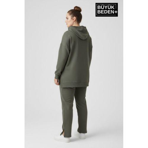 Büyük Beden Kapşonlu Tunik Sweatshırt SPR26BTK991
