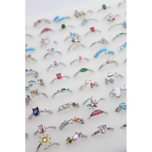 12'li Karışık Prenses Yüzük Seti - Gümüş