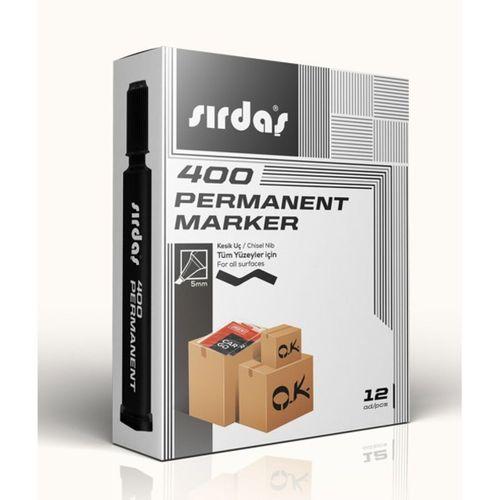Sırdaş Permanent Marker 12'li Paket Siyah Kesik Uç 400