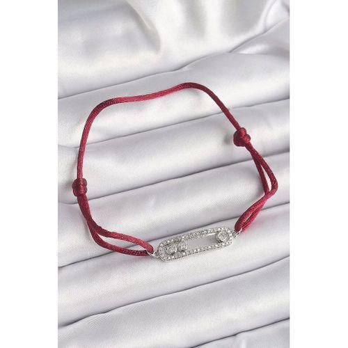 pilelistore Kırmızı İpli Asansörlü Zirkon Taşlı Gümüş Messika Model Kadın Bileklik - TJ-BB6582