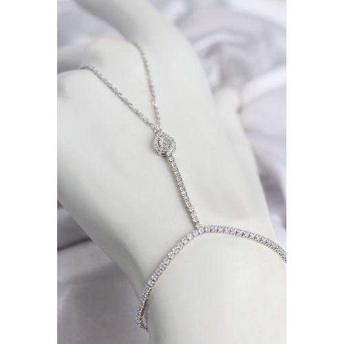 Gümüş Renk Pirinç Zirkon Taşlı Damla Model Şahmeran