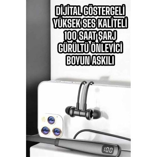 Boyun Askılı Bluetooth Kulaklık Uzun Şarj Süreli Dijital Göstergeli Kablolu