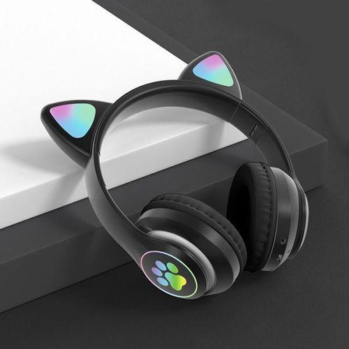 Pazariz Kart Girişli Fm Radyolu Led Işıklı Kablosuz Ve Kablolu Bluetooth Kedi Kulaklık 5.0v