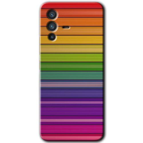 MRCİLETİSİM Vivo V23 5G Kılıf HD Desen Baskılı Arka Kapak+Temperli Cam - Colorful Lines