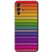 MRCİLETİSİM Vivo V23 5G Kılıf HD Desen Baskılı Arka Kapak+Temperli Cam - Colorful Lines