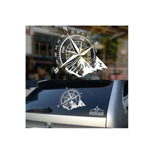 Araba Sticker Pusula Compass 35x25 Cm Sticker Etiket Beyaz