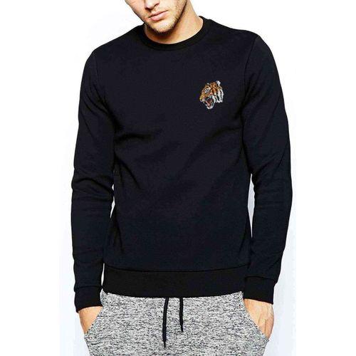 Oled Tiger Baskılı Siyah Erkek Sweatshirt