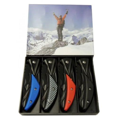 Klipsli 4 Lü Set Metal 16 Cm Kamp Outdoor Çakı - Yarı Otomatik, Kemerlikli, Kutulu