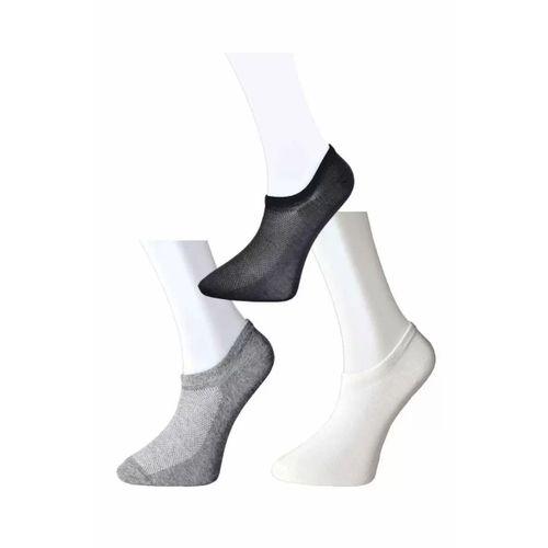 Siyah Gri ve Beyaz Erkek Görünmez Çorap 15 çift
