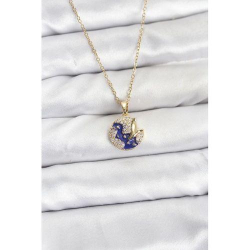 316L Çelik Zincir Gold Renk Gece Model Zirkon Taşlı Kadın Kolye