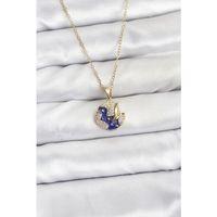 316L Çelik Zincir Gold Renk Gece Model Zirkon Taşlı Kadın Kolye