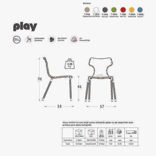 Dockers Play Polipropilen Sandalye - Kırmızı