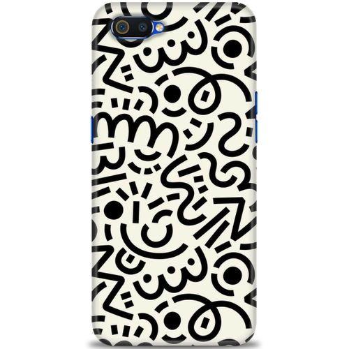 Realme C2 Kılıf HD Baskılı Kılıf - Siyah Beyaz + Tam Ekran Koruyucu