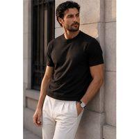 Kwon Bisiklet Yaka Basic Kısa Kollu İnce Triko Erkek T-Shirt - Siyah