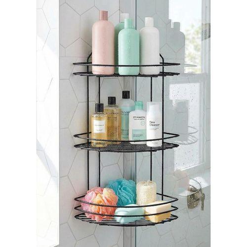 3 Katlı Banyo Köşeliği - Plastik Kaplama Duş Rafı ve Organizer