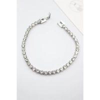 Taşlı Su Yolu Çelik Bileklik - Gümüş