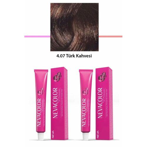 2 li Set Premium 4.07 Türk Kahvesi - Kalıcı Krem Saç Boyası 2 X 50 g Tüp