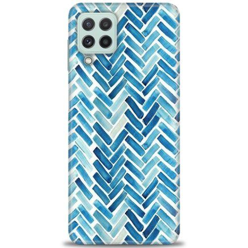 Samsung Galaxy A22 Kılıf HD Baskılı Kılıf - Mavi Çizgiler + Tam Ekran Koruyucu
