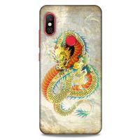 Xiaomi Redmi Note 6 Pro Kılıf Dragons (21) Koruyucu Kapak Ejderha Dövme Sarı