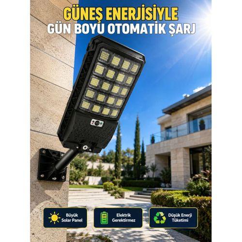 Güneş Enerjili Hareket Sensörlü Led Sokak Lambası Uzaktan Kumandalı Dış Mekan Aydınlatma