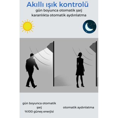 Güneş Enerjili LED Lamba Dinamik Işıklandırma Su Geçirmez Hareket Sensörlü Siyah Plastik