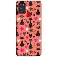 Lopard Samsung Galaxy A21s Uyumlu Kılıf Kediler (10) Full Koruma Kılıfı Kalpli Kedi