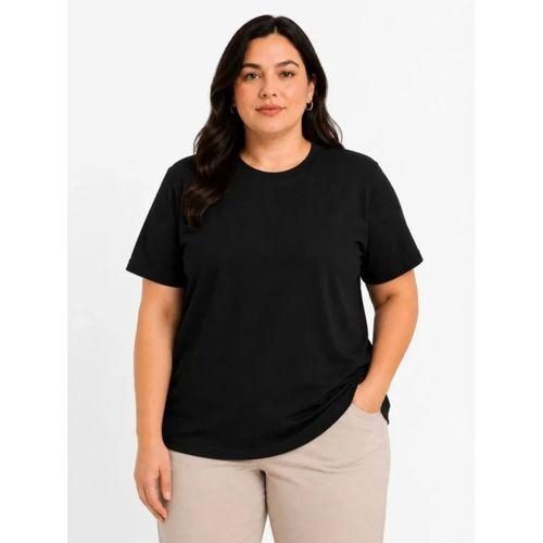 Battal Big Size Basic Tişört Bisiklet Yaka Rahat Kalıp T-Shirt - Siyah