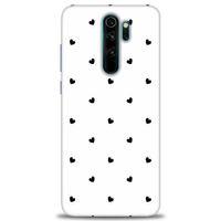 Xiaomi Redmi Note 8 Pro Kılıf HD Baskılı Kılıf - Siyah Kalpler + Tam Ekran Koruyucu