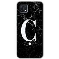 OPPO Oppo A15 Kılıf HD Desen Baskılı Arka Kapak - Siyah Mermer Desenli Ç Harfi