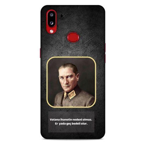 Samsung Galaxy A10s Kılıf Atatürk (3) Kapak Antrasit