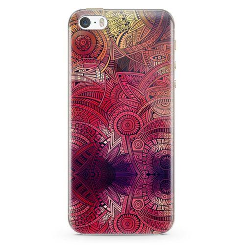Apple iPhone 5s Kılıf Kırmızı Pembe Motifler Arka Kapak Koruma Desenli Full Koruyucu