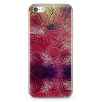 Apple iPhone 5s Kılıf Kırmızı Pembe Motifler Arka Kapak Koruma Desenli Full Koruyucu