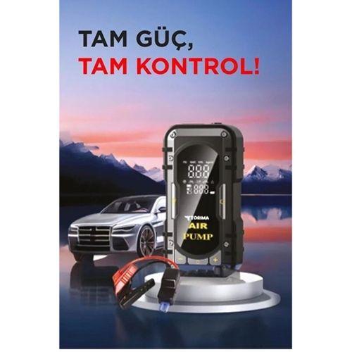 8000 Mah Taşnabilir Dijital Ekranlı Araç Akü Takviyeli,powerbank,ışıklı Oto Hava Kompresörü