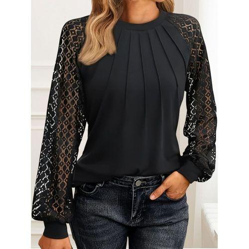 Kadın Uzun Kollu Yarı Balıkçı Yaka önü Nervürlü Viskon Iki Iplik Bluz