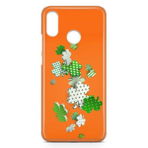 Huawei P20 Lite Kılıf Yeşil Beyaz Yoncalar Arka Kapak Koruma Desenli Full Koruyucu