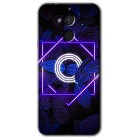 Potkal Hediye Fabrikası General Mobile GM 8 Kılıf HD Desen Baskılı Arka Kapak - Dark Neon Yaprak O Harfi