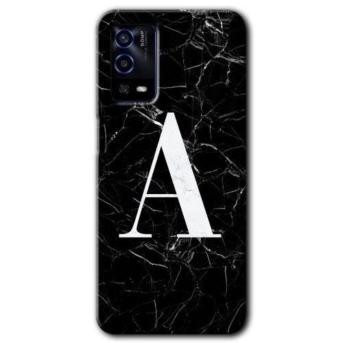 OPPO Oppo A55 Kılıf HD Desen Baskılı Arka Kapak - Siyah Mermer Desenli A Harfi