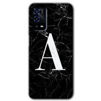 OPPO Oppo A55 Kılıf HD Desen Baskılı Arka Kapak - Siyah Mermer Desenli A Harfi