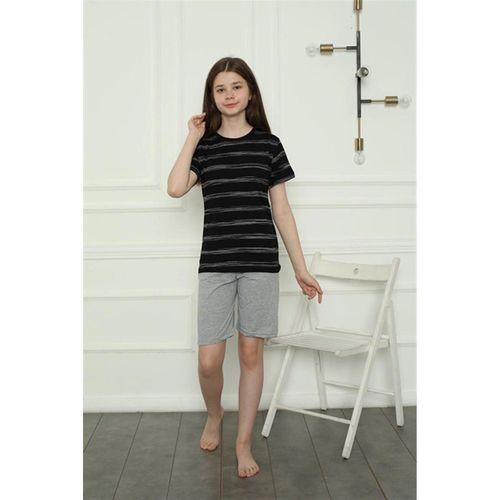 Kız Çocuk Penye Şortlu Pijama Takım Siyah