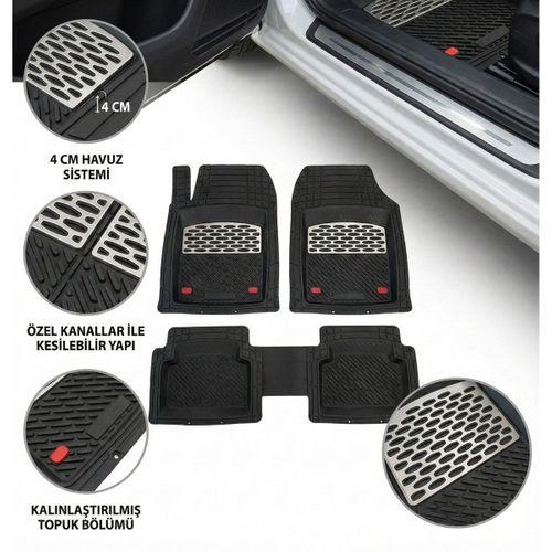 Safir Toyota Uyumlu Land Cruiser Havuzlu Universal Paspas Krom Karbon Parça